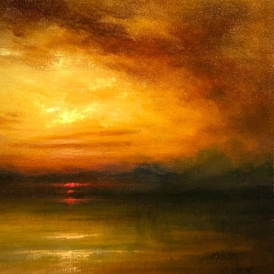 between darkness and light oil painting Nial Adams