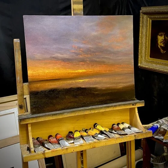 Coastal Sunset Painted by Nial Adams FRSA